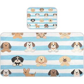 Blue White Striped Dog Cooling Baby Mattress Topper 28" x 52" Breathable Mattress Protector pad for Baby&Toddler
