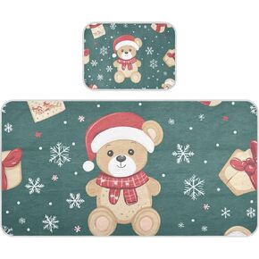 Cartoon Cute Brown Christmas Teddy Bear Cooling Baby Fitted Crib Mattress 28" x 52" Absorbent Mattress pad Cover for Baby&Toddler