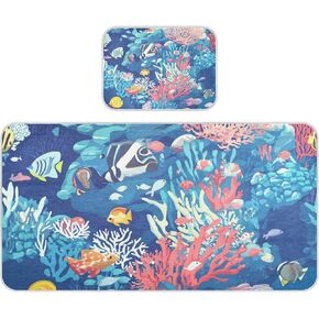 Turtle Fish Ocean Blue Cooling Baby Waterproof Crib Mattress Cover 28" x 52" Absorbent Mattress pad for Baby&Toddler