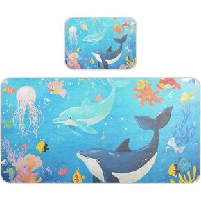 Dolphin Fish Ocean Cooling Baby Waterproof Mattress 28" x 52" Absorbent Pads for Bed Washable for Baby&Toddler