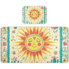 The Bohemian Plant Sun Retro Cooling Baby Mattress 28" x 52" Reusable Crib Padding for Sides for Baby&Toddler
