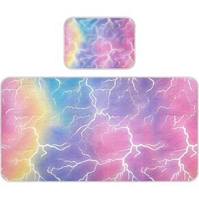 Lightning Bolts Rainbow Color Cooling Baby Play Mattress 28" x 52" Breathable Bed pad for Kids, Adult
