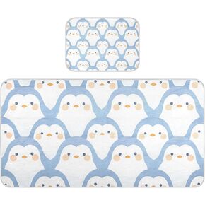 Delicate Cartoon Penguin Light Blue Cooling Baby Mattress pad 28" x 52" Ultra Soft Bed Pads for Kids, Adult
