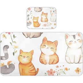 Cartoon Cute Cat White Cooling Baby Fitted Crib Mattress 28" x 52" Ultra Soft Pee Pads for Kids, Adult