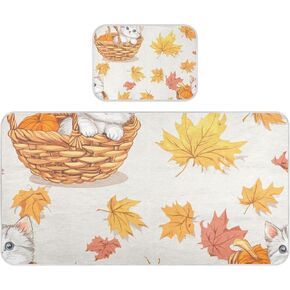 Autumn Cute Cartoon Maple Cats Cooling Baby Washable Mattress 28" x 52" Breathable Crib Mattress pad for Kids, Adult