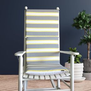 Gray Yellow Stripe Rocking Chair Cushion for Adult Rocker