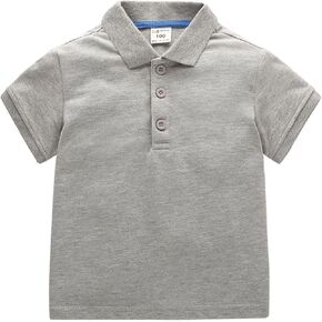 Boys Classic Short Sleeve Pique Polo Shirts Toddler Baby Solid Button Dress Shirt Pullover Tops for Kids Golf Tennis