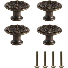 Antique Bronze Country Style Round Drawer Door Handle - Single Hole Cabinet Knob for Kitchen Furniture(Big 39mm 4pcs)