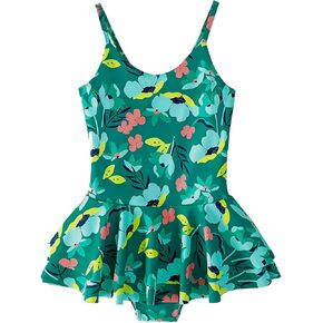 Girls One Piece Ruffle Swimsuit Baby Girls Spaghetti Strap Flower Print Swim Dress Kids Beach Romper Bathing Suit