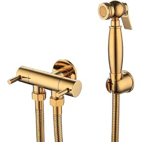 Handheld Bidet Sprayer for Toilet Wall Mounted Baby Cloth Diaper Sprayer Brass Titanium Gold Toilet Sprayer Single Cold Handheld Sprayer Kit, High Pressure