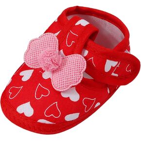 Toddler Baby Girls Canvas Sandals Indoor Closed Toe Bow Heart Dance Dress Shoes Ankle Cute Walking Sneaker Summer