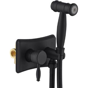 Bidet Sprayer for Toilet, Hot and Cold Water Bidet Sprayer Wall Mounted Baby Cloth Diaper Sprayer Brass Handheld Bidet Sprayer for Personal Hygiene,Black（Black）