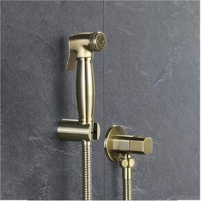 Handheld Bidet Sprayer for Toilet,Brushed Gold Baby Cloth Diaper Sprayer Kit,Brass Wall Mounted Bidet Water Sprayer Cold Water Bidet Faucet Diaper Sprayer,C（B）