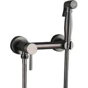 Gray Handheld Bidet Sprayer for Toilet, Brass Cloth Diaper Sprayer Kit Wall Mounted Bidet Sprayer Set Single Handle Toilet Bidet Sprayer Kit with 150cm Shower Hose,Type c