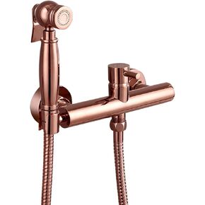 Bidet Sprayer for Toilet, Baby Cloth Diaper Sprayer Brass Toilet Sprayer Wall Mounted Bathroom Shower Bidet Tap for Toilet Cleaning, Personal Hygiene,Rose Gold,8.5CM