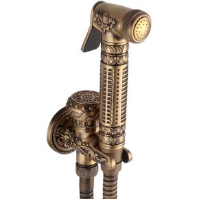 Bidet Sprayer for Toilet, Antique Brass Handheld Sprayer with Hose Wall Mounted Baby Diaper Cloth Washer and Shower Sprayer for Pet,Bronze,A