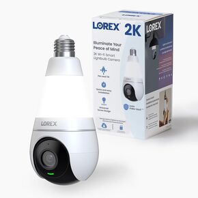 Lorex 2K Wi-Fi Smart Lightbulb Camera | E26/E27 Socket | Pan-Tilt View, Color Night Vision, Person & Vehicle Detection | 2-Way Talk | Alexa/Google | Cloud & Local Storage