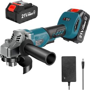 Angle Grinder, 4inch Cordless Angle Grinder, 18V/21V Grinder with 4000mAh Battery, 12000RMP Power Grinder Compatible with Makita Battery, Cutting/Deburring Grinder Tool