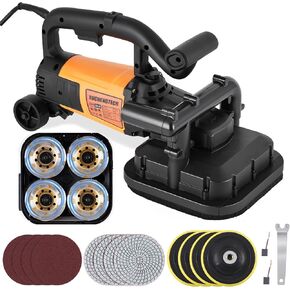 4-Head Concrete Grinder Set 4" Concrete Surface Grinder Floor Grinder 3800W 0-6000RPM Concrete Surface Planer with Dust Extraction Shroud for Grinding Concrete Cement Marble Granite