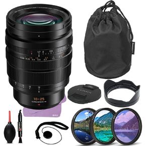 Panasonic Leica DG Vario-Summilux 10-25mm f/1.7 ASPH. Lens Bundle + Accessory Package Including UV, CPL, FLD Filters + Lens Cap Keeper + Pen/Blower + Microfiber Cloth (13 Items)