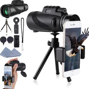 Stscope360 Monocular, 2025 Upgraded Stethoscope 360 Monocular Scope Set for Adults Long Range, High-Definition Flash Telescope, for Bird Watching Camping Travelling Concert (Black 80x100)