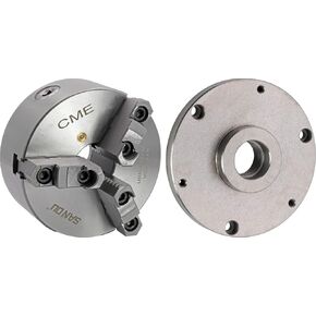 CME 6" 3-Jaw Self-Centering (Scroll) Lathe Chuck with 1 1/2"-8 Threaded Backing Plate, Two-Piece Reversible Jaws
