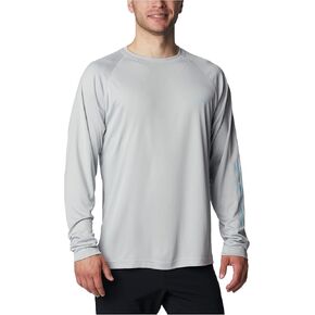 Columbia Men's Terminal Tackle Long Sleeve Shirt, Deep Marine/Laser Lemon Logo, Medium in Saudi Arabia