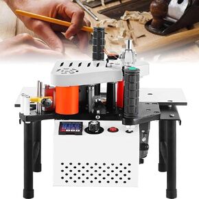 Woodworking Edge Bander Banding Machine,Portable Edge Bander,Double-Sided Gluing Curve Straight Edge Banding Machine,with Speed Control 5-10m/min,for Straight & Arc Edges