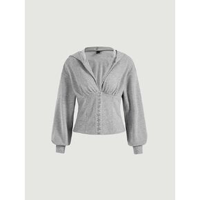 Women's Sweatshirt Sweatshirts Hoodies Hook & Eye Detail Hooded Sweatshirt Warmth Beautiful Lovely Fashionable (Color : Light Grey, Size : Small)