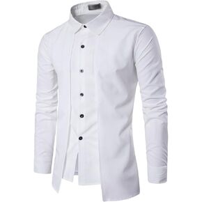 Men's Long Sleeve Prom Dress Shirts Classic Button Down Shirts Slim Fit Business Party Shirt Tops