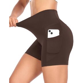HERRLA Womens High Waisted Biker Shorts Athletic Yoga Gym Running Workout Shorts with Pockets for Summer in Kuwait