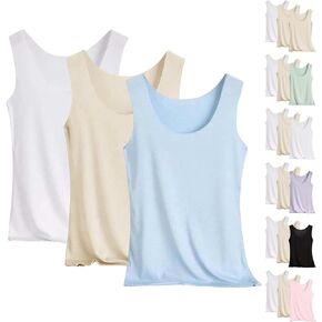 Summer Tank Tops for Women 3pcs Loose Fit Pleated Square Neck Sleeveless Tops Curved Hem Flowy