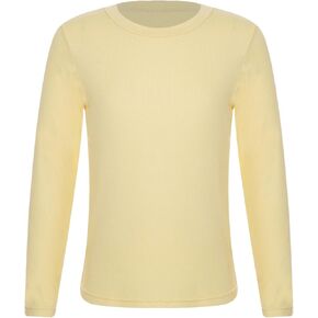 Kids Girls Ribbed Long Sleeve T-Shirts Solid Color Thermal Underwear Tops Casual Slim Fit Shirts