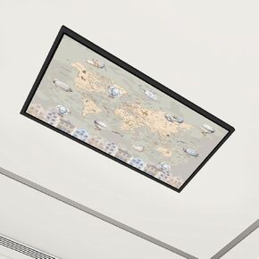 6 Pack Fluorescent Light Covers world map for kids retro style animals planes for children s Decorative Magnetic Ceiling Light Covers Shade Panel for Classroom Office Drop Ceiling 4 x 2 ft