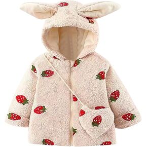 Baby Girls Down Jackets Coat Infant Rabbit Ear Print Hooded Coat with Pocket Winter Outerwear Warm Clothes 0-4 Years