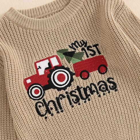 Toddler Baby Boy Girl Christmas Outfit Knit Sweater Crewnck Sweatshirt Pullover Warm Top Infant Fall Winter Clothes in Saudi Arabia