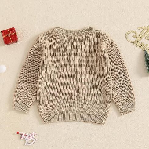 Toddler Baby Boy Girl Christmas Outfit Knit Sweater Crewnck Sweatshirt Pullover Warm Top Infant Fall Winter Clothes in Saudi Arabia