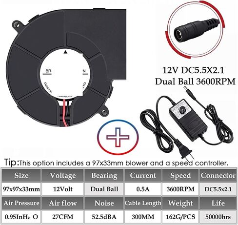 Commercial Air Blower Centrifugal Turbo Blower Centrifugal Dust Exhaust Fan Floor Dryer Adapter Radial Turbo Cooler(12 Dual Ball DC,2Pcs Fans) in Saudi Arabia