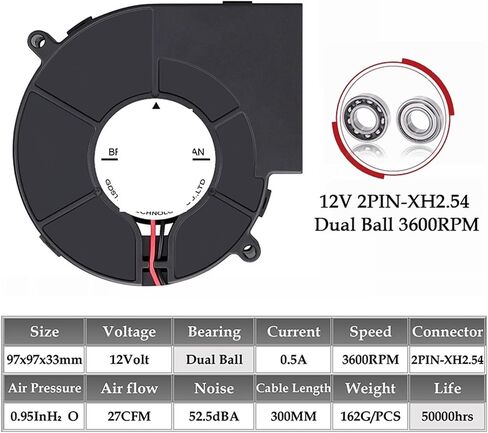 Commercial Air Blower Centrifugal Turbo Blower Centrifugal Dust Exhaust Fan Floor Dryer Adapter Radial Turbo Cooler(12 Dual Ball DC,2Pcs Fans) in Saudi Arabia