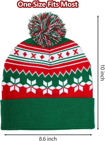 hoyuwak Red Beanie with Pom Pom Christmas Hat Winter Hat Knit Cap for Men Women Holiday Party Xmas Accessories Decoration in Kuwait