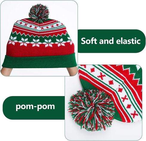 hoyuwak Red Beanie with Pom Pom Christmas Hat Winter Hat Knit Cap for Men Women Holiday Party Xmas Accessories Decoration in Kuwait