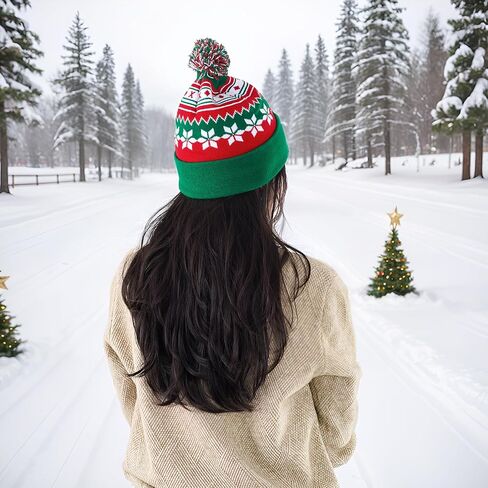 hoyuwak Red Beanie with Pom Pom Christmas Hat Winter Hat Knit Cap for Men Women Holiday Party Xmas Accessories Decoration in Kuwait