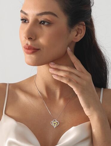 YL Women's Heart Necklace Sterling Silver Lily Flower Love Pendant Gemstones Jewelry in Kuwait