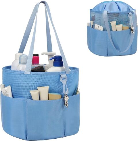 Travel Toiletry Bag, Large Capacity Toiletry Bag for Women Men, Mesh Shower Tote Bag, Quick Dry Shower Caddy Portable Toiletry Bath Bag Organizer for Bathroom, Gym, Beach, Swimming, Traveling, Black in Kuwait