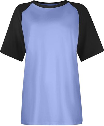 Short Sleeve Tops for Women Workout Jersey Shirts Baseball Style Raglan Tshirts Casual Color Block Tees in Saudi Arabia