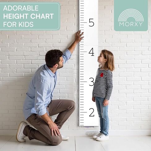 Morxy Wooden Growth Chart for Wall - 6.33 Feet Kids Height Ruler - Two Fold Height Measuring Board for Nursery, Bedrooms & Playrooms Décor - Easy to Install Child Growth Tracker (Plain sage) in Kuwait