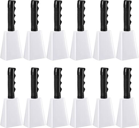 12 Pcs Cow Bell 8 Inch Noise Makers for Sporting Events Loud Hand Bell Musical Cheering Cowbell with Handle for Football Classroom Graduation School Events (Black) in Saudi Arabia