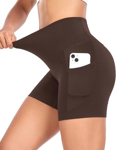 HERRLA Womens High Waisted Biker Shorts Athletic Yoga Gym Running Workout Shorts with Pockets for Summer in Saudi Arabia