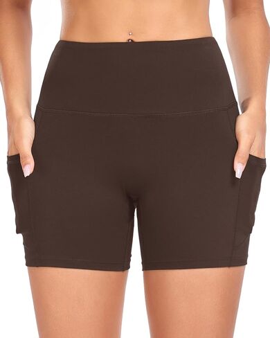 HERRLA Womens High Waisted Biker Shorts Athletic Yoga Gym Running Workout Shorts with Pockets for Summer in Saudi Arabia