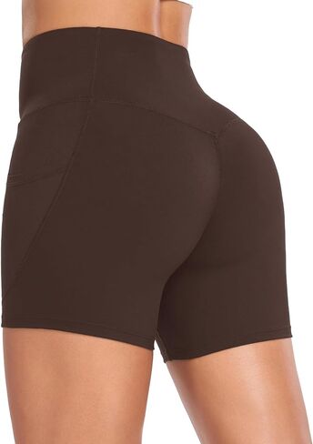 HERRLA Womens High Waisted Biker Shorts Athletic Yoga Gym Running Workout Shorts with Pockets for Summer in Saudi Arabia